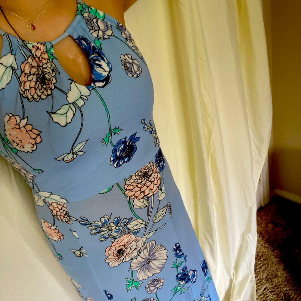 Long blue floral dress
